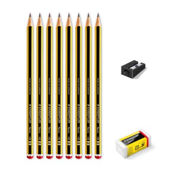 STAEDTLER Noris 120 Bleistifte HB 8er + Radierer und Spitzer
