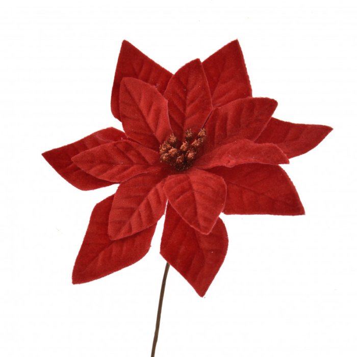 Vianočná ruža 16cm, dekorácia - Červená