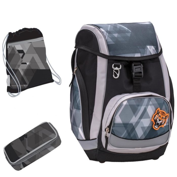 JOLLY Belmil Školská taška Comfy Pack "Simply Grey & Black" 3-dielna súprava