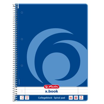 herlitz Collegeblock x.book A4 80 Blatt liniert mit 2...