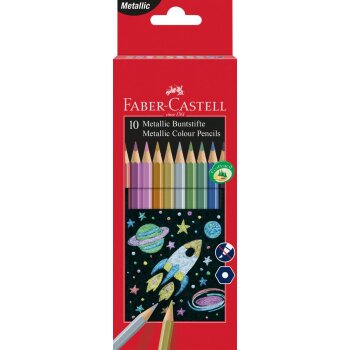 FABER-CASTELL Hexagonal-Buntstifte metallic, 10er Kartonetui