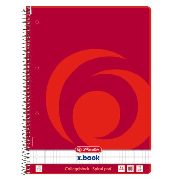herlitz Collegeblock x.book A4 80 Blatt kariert mit Rand