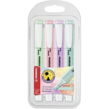 Textmarker - STABILO swing cool Pastel Edition - 4er Pack...