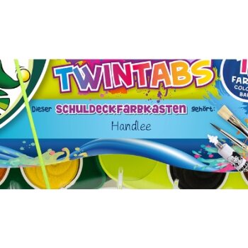 JOLLY Schuldeckfarbenkasten TWINTABS 12er mit Deinem Namen bedruckt!