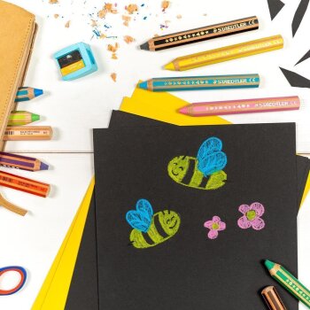 STAEDTLER 140 Noris junior - detská šesťhranná farbička - 36 rôznych farieb vo vedierku + 3 strúhadlá