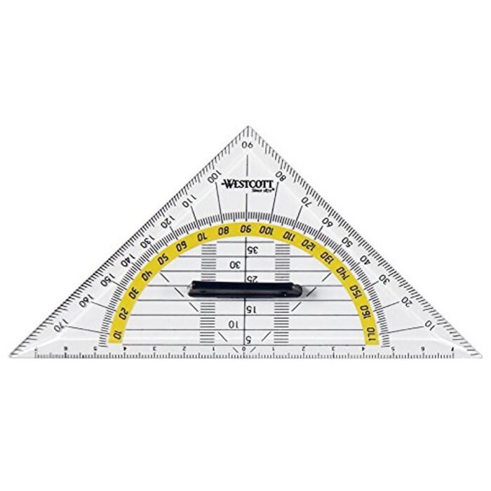 WESTCOTT Geometriedreieck, Hypotenuse: 140 mm, mit Griff