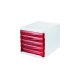 helit zásuvkový box, 5 zásuviek - bielo/tmavočervený