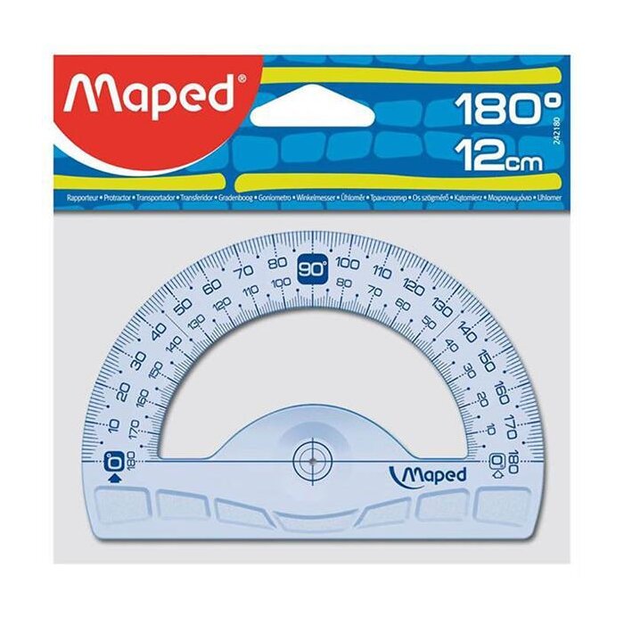 Maped uhlomer - flexibilný - polkruhový - 180° - 12 cm - modrý