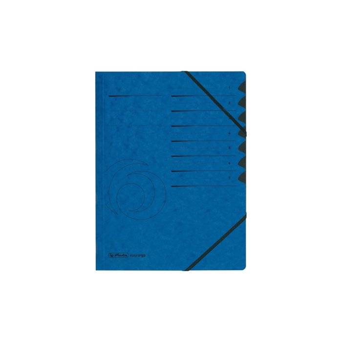 herlitz easyorga, rýchloviazač s gumičkami A4, kartón, 7 organizažných priehradiek - modrý
