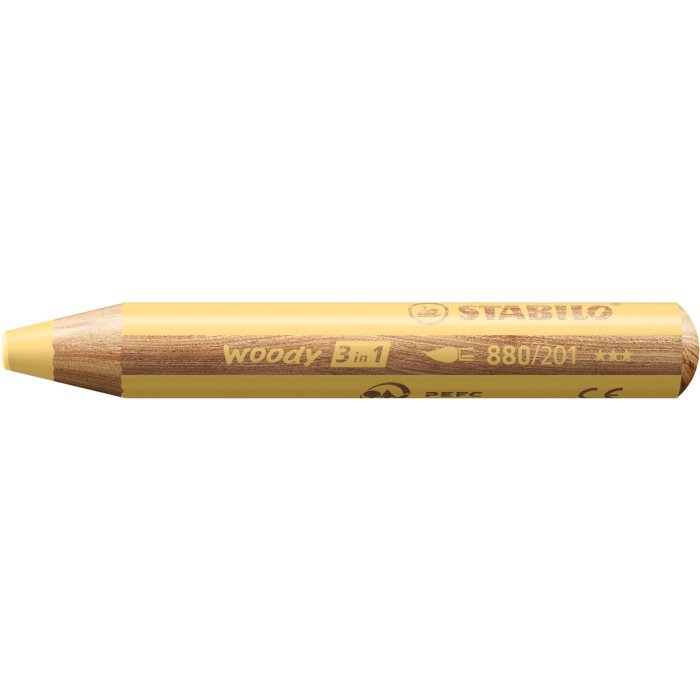 Buntstift, Wasserfarbe & Wachsmalkreide - STABILO woody 3 in 1 - Einzelstift - pastellgelb