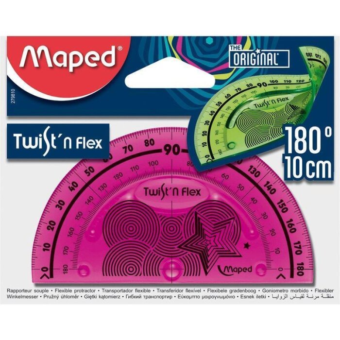 Maped uhlomer - flexibilný - polkruhový - 180° - Twist´n Flex - ružový