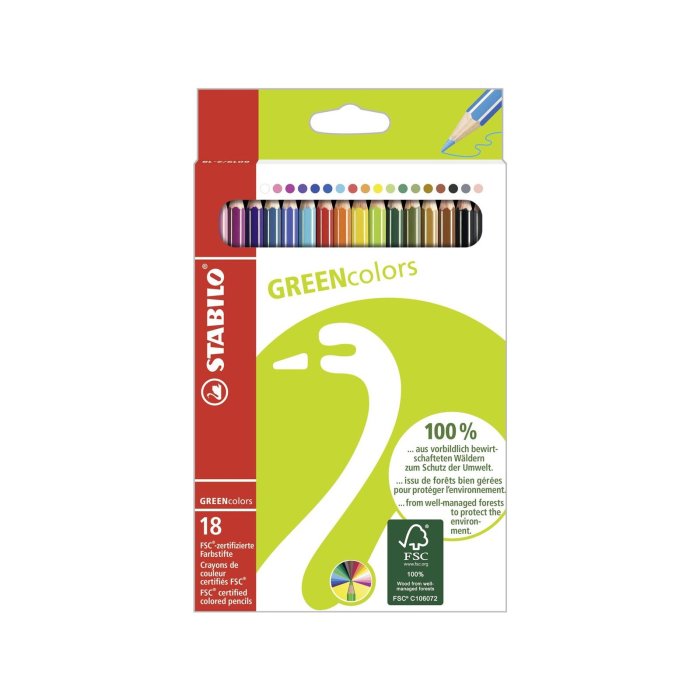 STABILO GREENcolors - ekologická farbička - 18 rôznych farieb