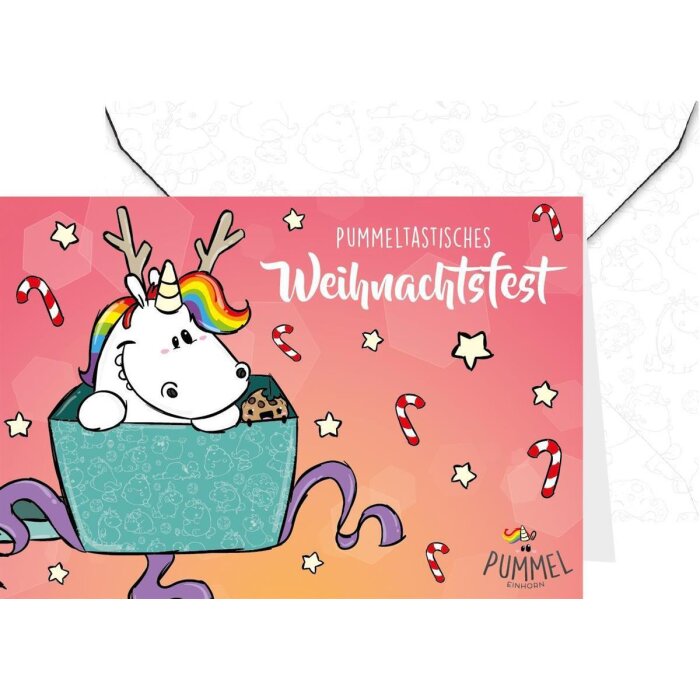 Pummeleinhorn Grußkarte mit Umschlag, "Weihnachtsfest!"