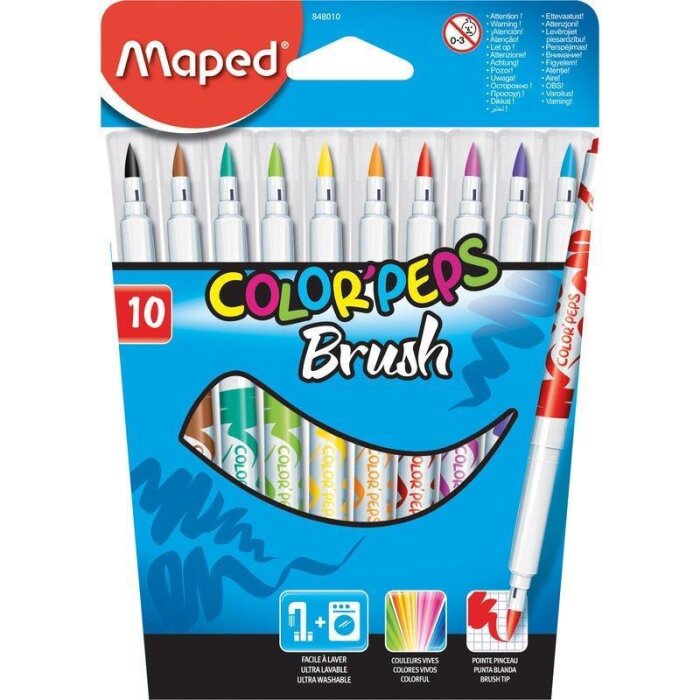 Maped Fasermaler COLORPEPS Brush, 10er Kartonetui
