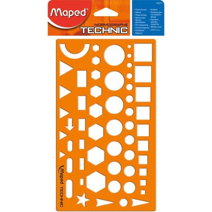 Maped® geometrická šablóna - NORMOGRAPHE TECHNIC - oranžová