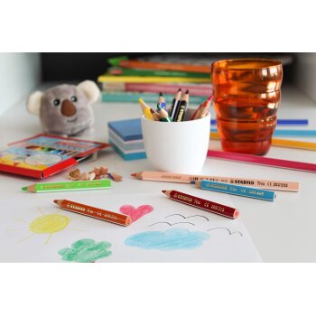 Dreikant-Buntstift - STABILO Trio dick kurz - 12er Pack - mit 12 verschiedenen Farben