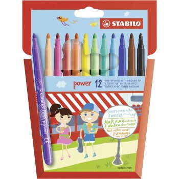 Filzstift - STABILO power - 12er Pack - mit 12...