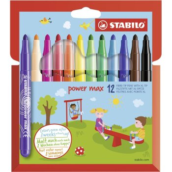STABILO power max - fixky - 12 rôznych farieb