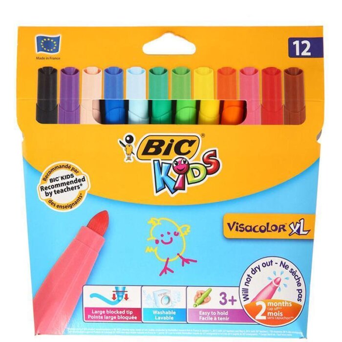 BIC KIDS fixky Visacolor XL - kartónová škatuľa - 12 ks