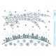 ARCH Vianočné adhézne okenné nálepky 35 x 25 cm - obojstranné strieborné trblietavé - kométa a domčeky