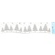 ARCH Vianočné adhézne okenné nálepky 50x11,5cm - obojstranné strieborné trblietavé stromčeky
