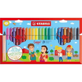 Filzstift mit Kappenring - STABILO Cappi - 24er Pack -...