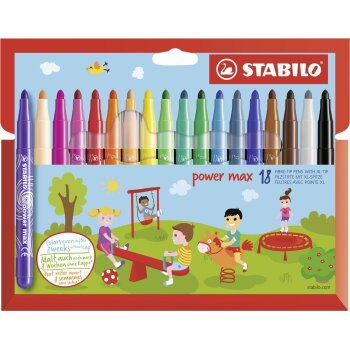 STABILO power max - fixky - 18 rôznych farieb