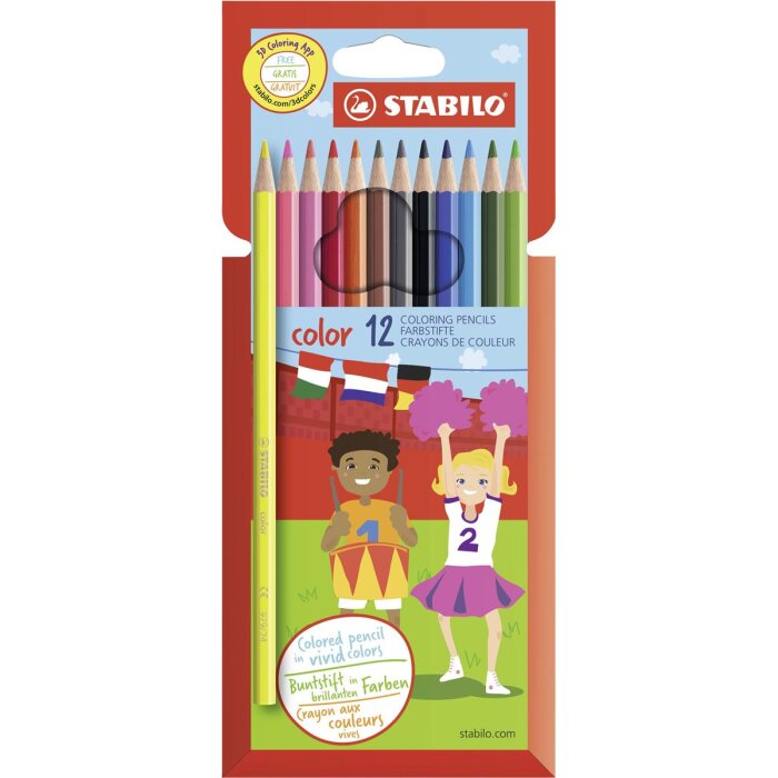Buntstift - STABILO color - 12er Pack - mit 12 verschiedenen Farben inklusive 2 Neonfarben