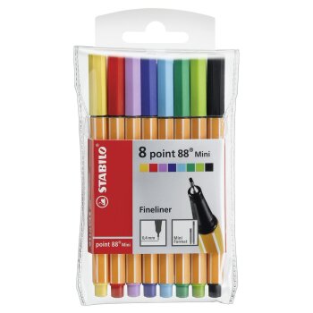 Fineliner - STABILO point 88 Mini - 8er Pack - mit 8...