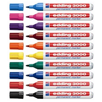 edding 3000 Permanentmarker 10er Box Standardfarben