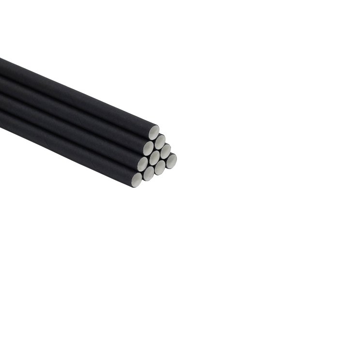 INIPEX ekologické papierové slamky, 6mm/250mm, 3-vrstvové, 200ks - čierne