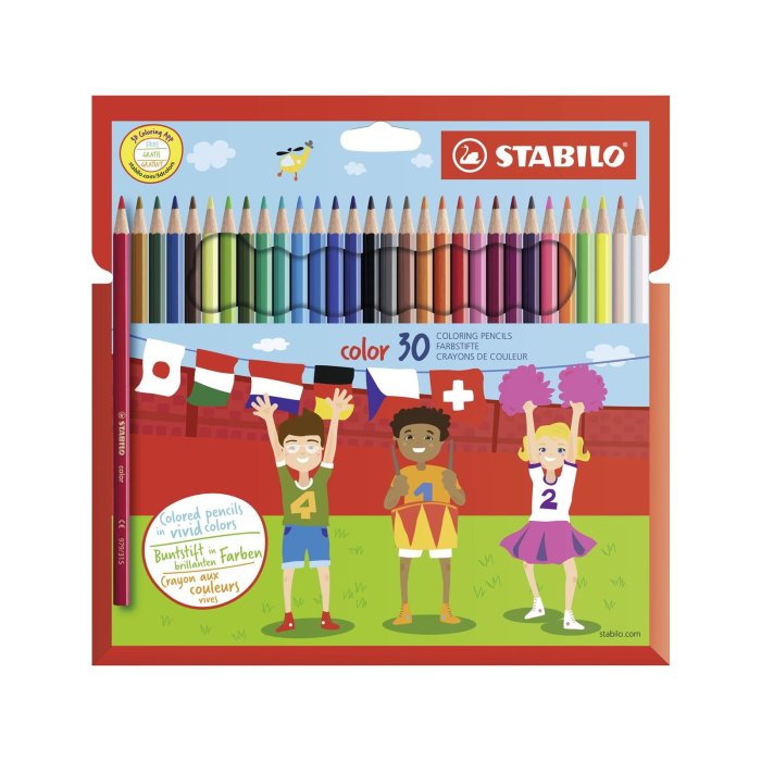 Buntstift - STABILO color - 30er Pack - mit 30 verschiedenen Farben inklusive 4 Neonfarben