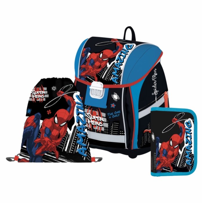 oxybag Školská taška PREMIUM LIGHT - trojdielna sada - pre školákov na prvom a druhom stupni - Spiderman