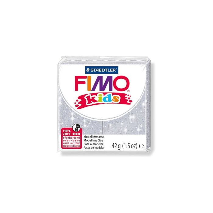 FIMO kids Modelliermasse, ofenhärtend, glitter-silber, 42 g