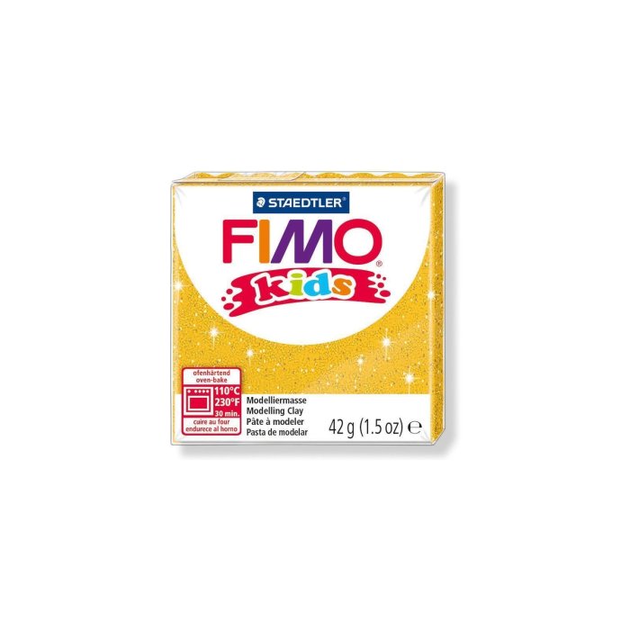 FIMO kids Modelliermasse, ofenhärtend, glitter-gold, 42 g