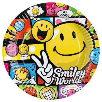 Pappteller "Smiley so cool" 23 cm -  8 Stück