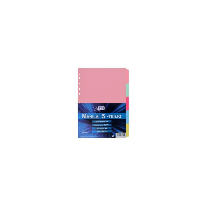 TSI Manila kartónový register A4, 5-dielny - rôzne farby