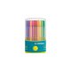 STABILO Pen 68 brush Colorparade - prémiové fixky - 20 ks v stolovom žlto/tyrkysovom balení - 20 rôznych farieb