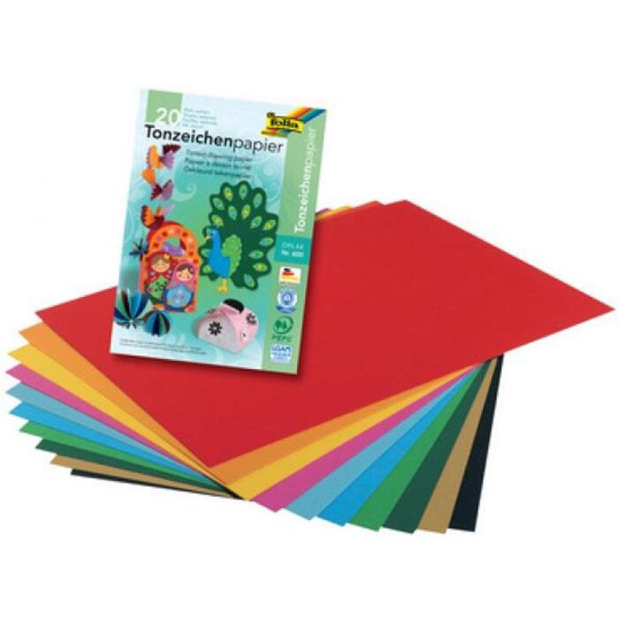folia Tonpapierblock, DIN A4, 130 g/qm, 20 Blatt