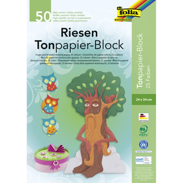 folia Riesen Tonpapierblock, (B)240 x (H)340 mm, 130 g/qm