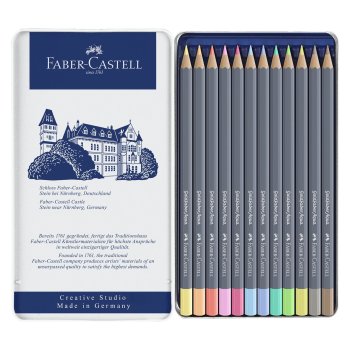 FABER-CASTELL akvarelové farbičky GOLDFABER - pastelové farby - 12 ks - kovové puzdro