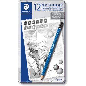 STAEDTLER Mars Lumograph ceruzky, 12-dielne kovové...