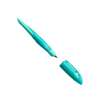 Ergonomischer Schulfüller für Linkshänder mit Anfänger-Feder A - STABILO EASYbirdy Pastell in grün/mint - Einzelstift - inklusive Patrone - Schreibfarbe blau (löschbar)