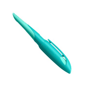 STABILO EASYbirdy ergonomické školské plniace pero pre ľavákov so štandardným hrotom M - Pastel Edition - zelené / mätové - vrátane bombičky - farba čiary modrá (vymazateľná)