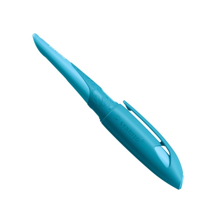 Ergonomischer Schulfüller für Linkshänder mit Anfänger-Feder A - STABILO EASYbirdy 3D Wildlife Special Edition in blau - inklusive Patrone