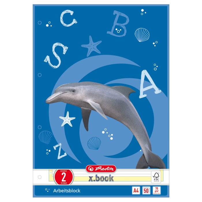 herlitz Arbeitsblock x.book, DIN A4, Lineatur 2