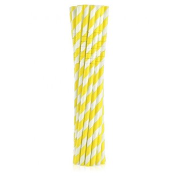 ECO Papierstrohhalme 12er Set yellow Stripes