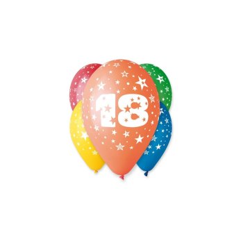 Ballon 30 cm 5 Stück - Happy Birthday 18. Geburtstag...