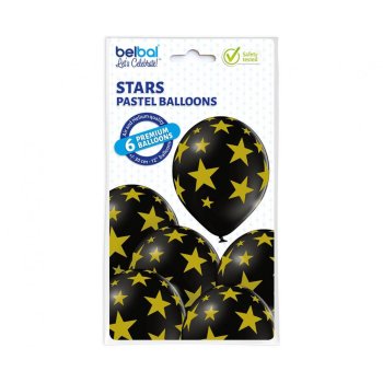 Ballon 30 cm 6 Stück - Black Star