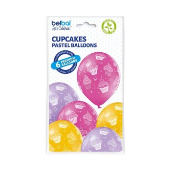 Ballon 30 cm 6 Stück - Cupcakes